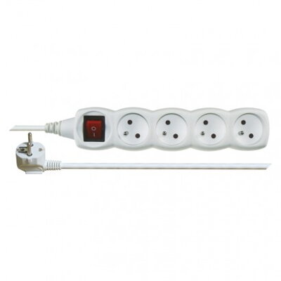 EMOS Predlžovací kábel s vypínačom – 4 zásuvky, 7m, biely