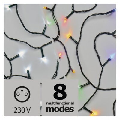 EMOS LED vianočná reťaz 2v1, 10m, studená b./multicolor,programy