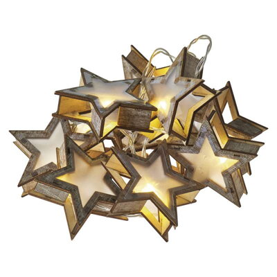 EMOS LED vianočná girlanda – hviezdy 3D, 2× AA, teplá b., časovač