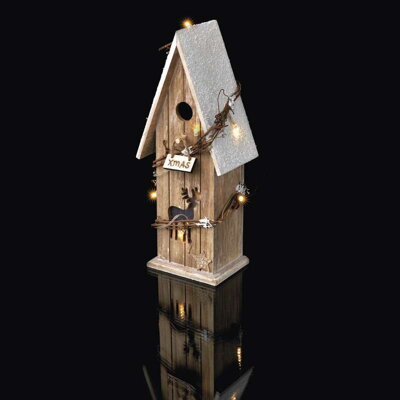 EMOS LED vianočný domek drevený, 33cm, 2× AA, teplá b., časovač