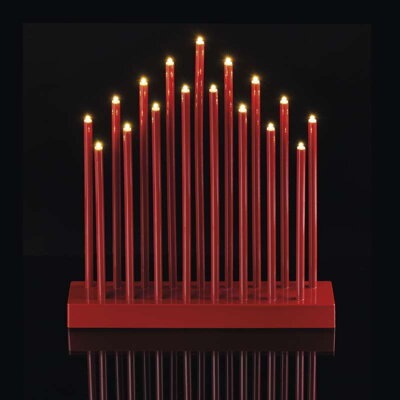 EMOS LED svietnik červený, 3× AA, teplá biela, časovač