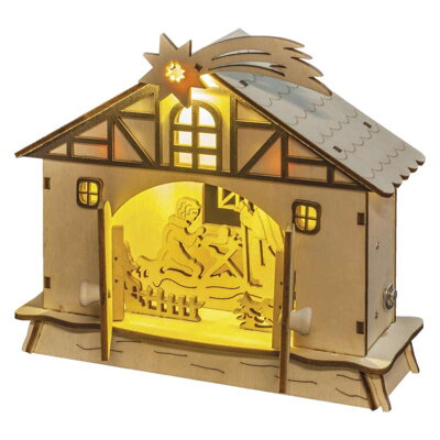 EMOS LED vianočný betlehem, 17cm, 2× AA, teplá biela, časovač