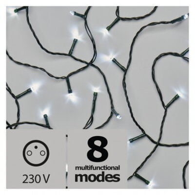 EMOS Lighting LED vianočná reťaz, 18m, studená biela, programy