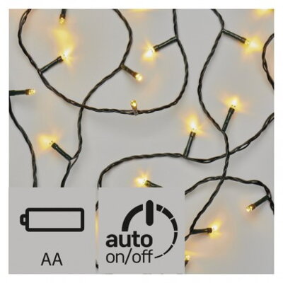 EMOS Lighting LED vianočná reťaz, 3× AA, 2,8m, vonkajšia, teplá b., čas.