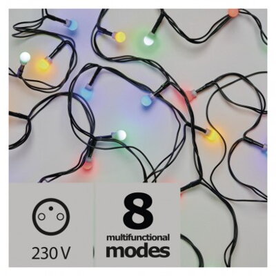 EMOS Lighting LED vianočná cherry reťaz – guľôčky, 20m, multicolor, progr.