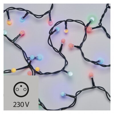 EMOS Lighting LED vianočná cherry reťaz – guľôčky, 10m, vnút., multicolor