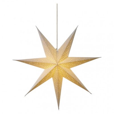 EMOS Lighting LED vianočná hviezda papierová biela, 75cm, 2× AA, teplá b.