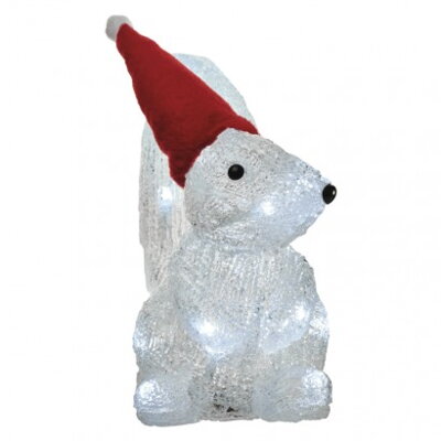 EMOS Lighting LED vianočná veverička, 22cm, 3× AA, studená biela, časovač