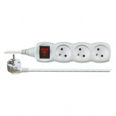 EMOS Predlžovací kábel s vypínačom – 3 zásuvky, 5m, biely