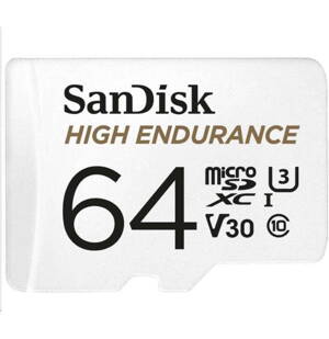 Sandisk SanDisk MIcroSDXC karta 64GB High Endurance (R:100/W:40 MB/s, Class 10, U3 V30) + adaptér
