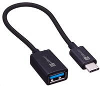 CONNECT IT Wirez USB-A -> USB-C (Type C) káblová redukcia, OTG, černá, 15 cm
