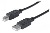 Manhattan Hi-Speed USB Device Cable, Type-A Male / Type-B Male, 5 m (3 ft.), Black