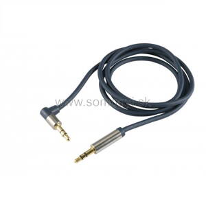 Audio kábel, 3,5 mm stereo kovová vidlica-3,5 mm stereo kovová vidlica, 1 m