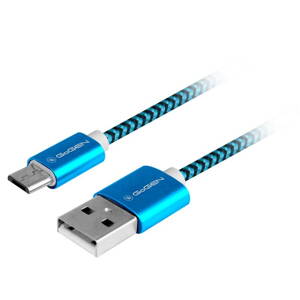 USB - micro USB, 2.0, 1m, opletený - modrý