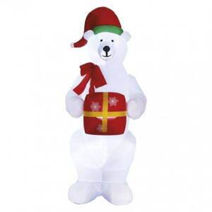 EMOS LED ľadový medveď s vianočným darčekom, nafukovací, 240 cm, vonk./vnút., studená biela